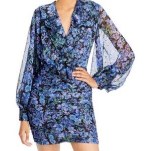 SABINA MUSAYEV Womens Blue Button Top And Cuffs Balloon Sleeve Mini Dress S